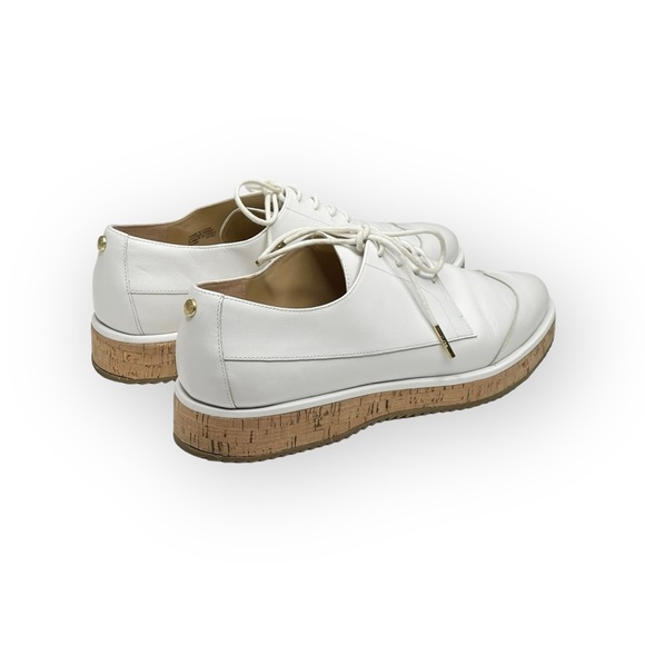 new Michael Kors ❁ Zane Leather Wingtip Cork Platform Espadrilles ❁ Optic White - Picture 4 of 16